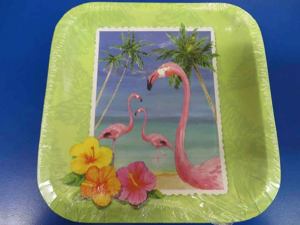 Tropical Vacation Bird Beach Summer Luau Beach Party 7" Square Dessert Plates - Image 1 of 1