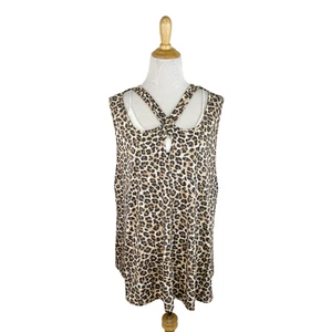 HAPTICS By Holly Harper Women's Leopard Cut-Out Tank Top Plus Size Large B70 - Picture 1 of 4