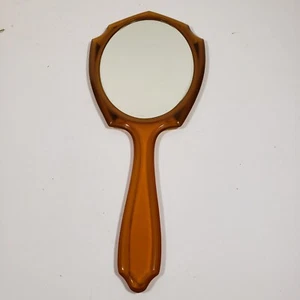 Bakelite Vanity Mirror Amber Rectangular W/Oval Mirror Vintage 14" Art Deco Read - Picture 1 of 8