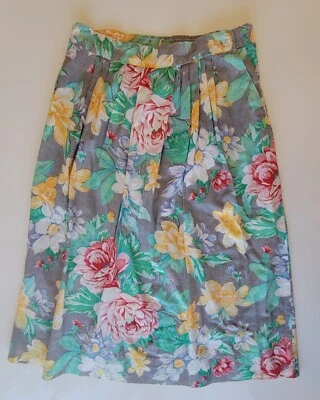Vintage Sag Harbor Skirt Floral Houndstooth Below The Knee Ladies 4 28" — 第 1/4 张图片