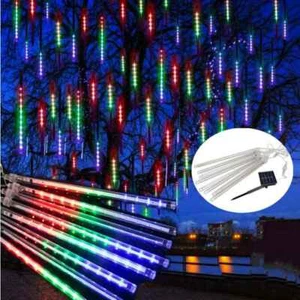 8 Tubes 192 LED Solar Meteor Rain String Light Tree Garden Xmas Outdoor Decor - Picture 1 of 9