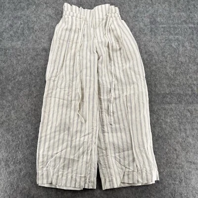 Club Monaco Womens White Striped Wide Leg Belted Pants Size 00 - Image 1 of 4