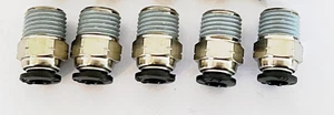 5 PK NITRA Pneumatic Push-To-Connect 1/4" Tube X 1/4" NPT CONNECTOR MS14-14N - Picture 1 of 6