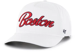 2025 Boston Red Sox 47 Brand Men’s White Overhand Script Hitch Snapback Hat - Picture 1 of 4