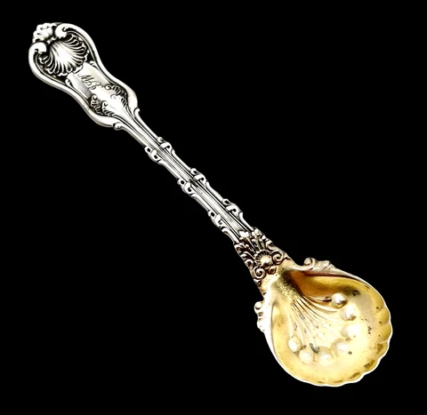 IMPERIAL QUEEN Master Salt Spoon  Sterling Silver & Gilt 3 3/8" MONO by WHITING Cover