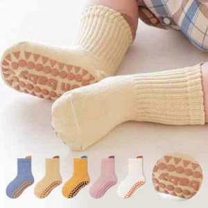 3Pairs/Lot Cotton Baby Anti-slip Socks For Boys Girls Low Cut Floor Kids Toddler - Picture 1 of 28