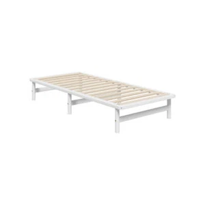 Oikiture Wooden Bed Frame Single Size Solid Pine Timber White - Picture 1 of 7