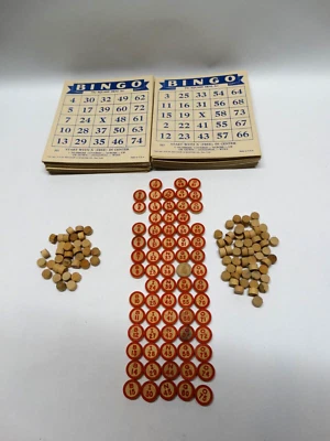 Vintage 1936 Selchow & Righter Square Deal Bingo Game 58 Playing Cards & Wood pc - Image 1 of 4