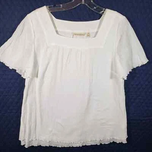 Top de crepé de algodón blanco Soft Surroundings cuello cuadrado forrado talla S - Imagen 1 de 8