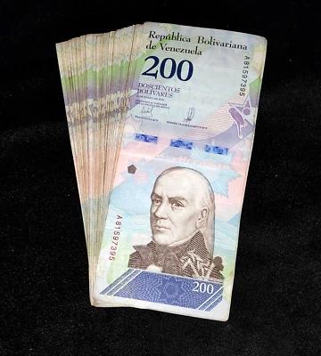100 PCS x Venezuela 200 Soberano bolivares banknotes/ 2018 issue / CIRCULATED - Image 1 of 2