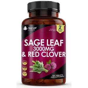 Salbeiblatt & Rotklee 3000mg Tabletten - Linderung der Wechseljahre, 120 vegane Tabs - Bild 1 von 4
