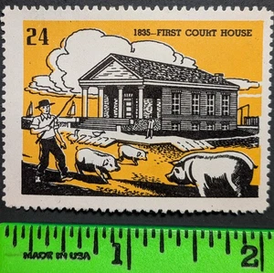 Sello póster vintage de First Court House Chicago - Imagen 1 de 2