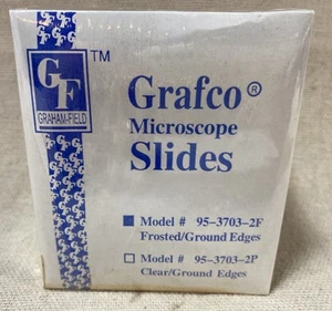 2 paquetes (144 en total) diapositivas de microscopio Grafco 95-3703-2F bordes de tierra esmerilados - Imagen 1 de 5
