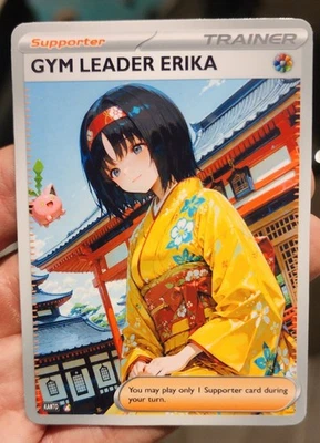 Erika - Pokemon - Waifu - Goddess - DIY - Full Art - Glossy - Trainer Card - Image 1 of 2