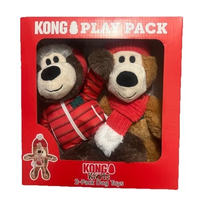 Kong Play Pack Dog Toy 2 count Holiday Gift Set Wild Knots Canine Doggy Toys NEW - Image 1 of 2