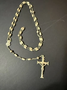 Vintage Catholic Rosary Sterling Silver Barrel Beads - Picture 1 of 12