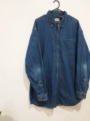 Vintage LL BEAN Denim  Shirt Mens Size XL  Button Down Collar  Cowboy Rodeo Tall - Image 1 of 4