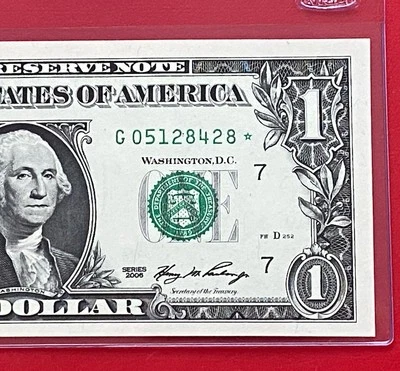 2006 STAR NOTE $1 DOLLAR BILL ( Chicago G ) UNCIRCULATED - Image 1 of 3