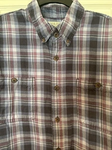 Camisa Duluth Trading Para Hombres Azul Rojo Gris A Cuadros Abotonada Manga Larga - Imagen 1 de 14