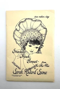 Sarah Howard Stone Pattern Smocked French Bonnet Uncut Sizes Medium & Large - Picture 1 of 3