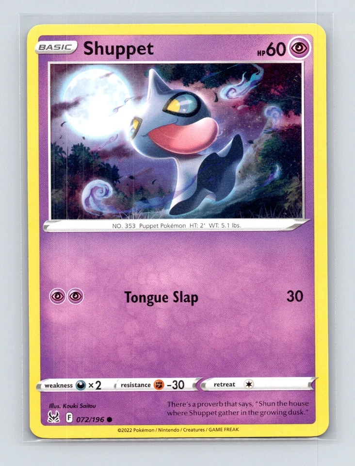 Pokémon TCG Shuppet 072/196 SWSH11: Lost Origin Normal NM - Image 1 of 2