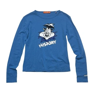 Vintage Iceberg History Shirt Women L Pepe Blue Looney Tunes Italy Y2K Deadstock - Picture 1 of 9