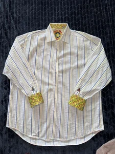 Robert Graham Mens Shirt Knowledge Wisdom Truth Flip Cuff Rainbow Stripe Sz 2XL - Picture 1 of 12