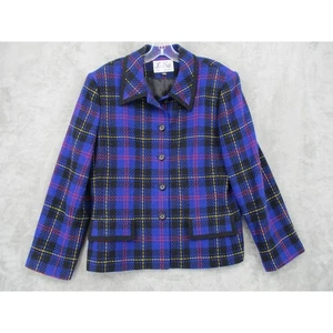 Le Suit Blazer Damen 14 kariert Wollmischung Karriere Büro Preppy Academia Office - Bild 1 von 10