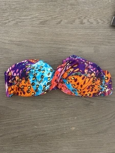 LULI FAMA Cubana Peligrosa Twist Bandeau Bikini Top Large Print Multicolor NWT - Picture 1 of 3