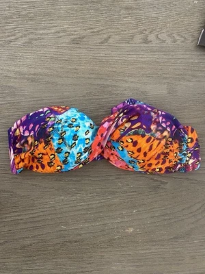 LULI FAMA Cubana Peligrosa Twist Bandeau Bikini Top Large Print Multicolor NWT - Image 1 of 3