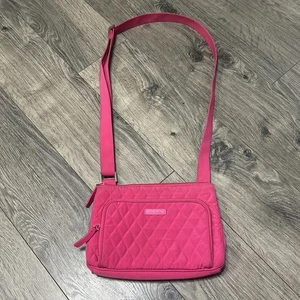 Vera Bradley Handtasche Handtasche Fuchsia Rosa Baumwolle Gesteppt - Bild 1 von 14