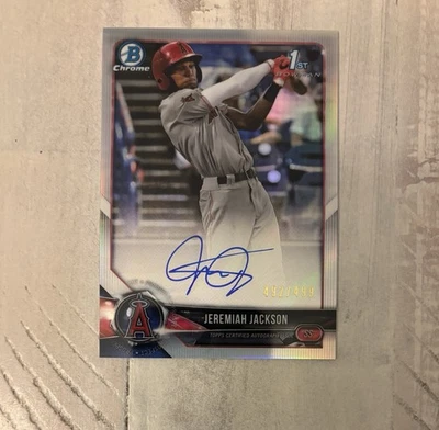 2018 BOWMAN CHROME JEREMIAH JACKSON 1ST RC REFRACTOR AUTO /499 - Image 1 of 2