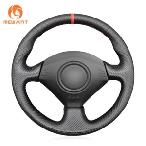 Cubierta de volante de fibra de carbono envolvente cuero genuino para Acura RSX 2002-2006 J - Imagen 1 de 30