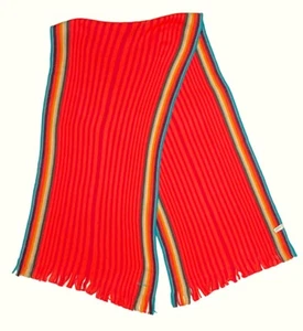 Paul Smith Schal 100 % Wolle Double Face Orange Künstler Multi Streifen Fransen Neu mit Etikett Neu - Bild 1 von 8