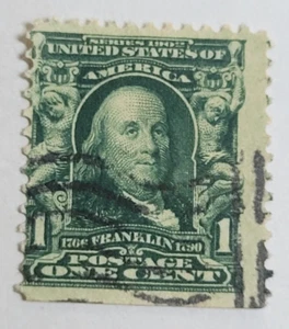 Briefmarken USA ~ Benjamin Franklin ~ 1₵ grün ~ verschickt ~ um 1902 -21 - Bild 1 von 6