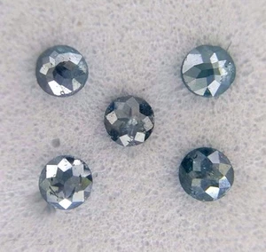 Natural Diamond 0.51tcw 2.5 Mm  Rose Cut Round Shape Blue (5 Pcs) Lot For Gift - Picture 1 of 8