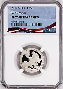 2012 S El Yunque ATB Quarter 25c PF 70 Ultra Cameo NGC Slabbed Coin - Picture 1 of 4