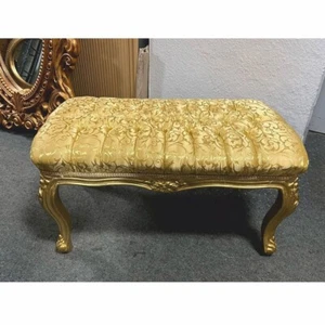 Casa Padrino Barock Hocker mit Muster Gold 75 cm - Barock Möbel - Bild 1 von 2