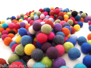 Bright Pom Pom Felt Balls 2 cm Pure wool Nursery Craft Christmas Garland Making