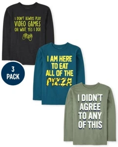 NWT...The Children's Place Boys Humor Graphic T-Shirts 3-Pack - Size 5/6!! - Picture 1 of 6
