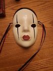 Vtg Mardi Gras Fancy Faces Ceramic Mask Kings & Clowns Signed Feather Occult