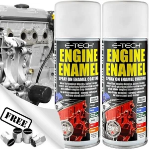2 x E-Tech SILVER Engine Enamel Spray Paint High Temp Heat Resistant AEE06-S +CP - Picture 1 of 14