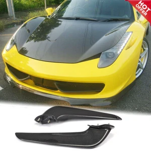 For Ferrari 458 Italia 10-15 Carbon Fiber Front Bumper Fins Air Vent Cover Vents - Picture 1 of 12