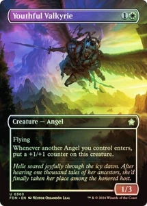 MTG Youthful Valkyrie Borderless FOIL NM Foundations FDN Magic card - Picture 1 of 3