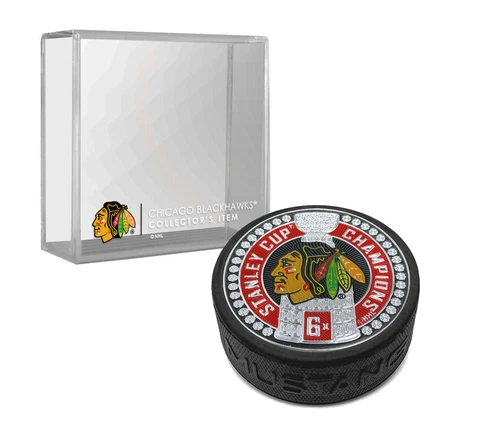 Chicago Blackhawks Stanley Cup Dynasty TRIMFLEXX 3-D Hockey Puck w/Team Cube Cover
