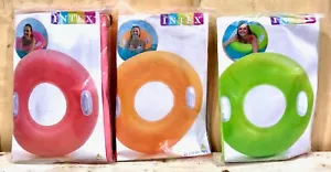 New Intex Neon Frost Inflatable Pool Swim Float Tube Ring Pink Orange or Green - Picture 1 of 5