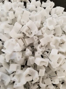 Cable Clips 9mm Flat White Wire Cable Clips With Fixing Nails Pack of 100 PCS. - Picture 1 of 2