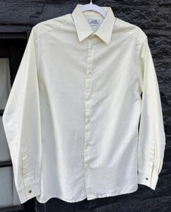 CAMICIA ABITO HERMES BIANCO GIALLO RIGHE BOTTONI Made In France 20. 5" X 30" - Foto 1 di 9