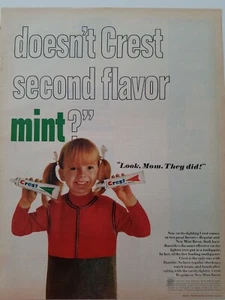 1967 Crest mint toothpaste tooth paste redhead freckled girl pigtails vintage ad - Picture 1 of 1