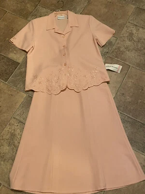 ALFRED DUNNER My Fair Lady 裙子套装 BLUSH PEACH 夹克西装外套全新 10 ❤️blt7m73 — 第 1/4 张图片